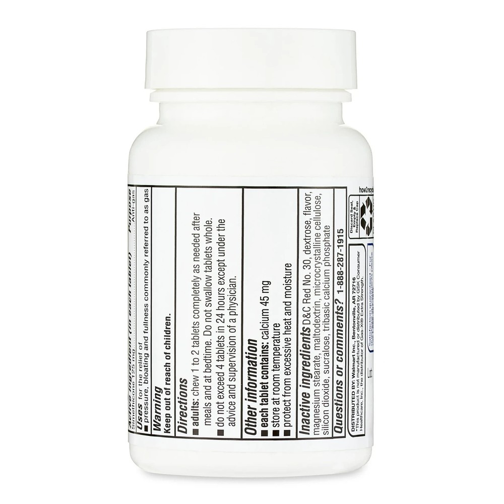 Equate Extra Strength Gas Relief Chewable Tablets, Cherry Creme, 48 Count
