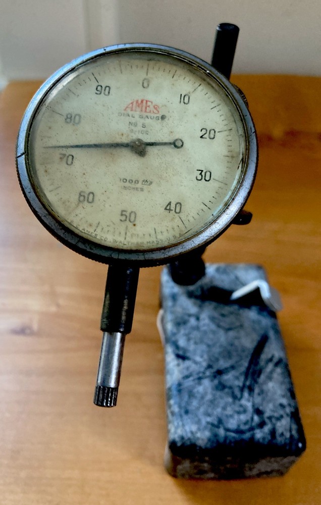 Vintage AMES Dial Gauge Indicator W/ GENERAL Magnetic Base