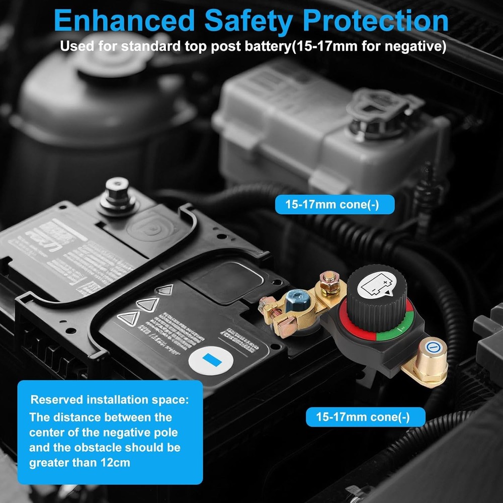 Top Post Battery Disconnect Switch 12V-48V Negative On/Off Kill Switch for Car