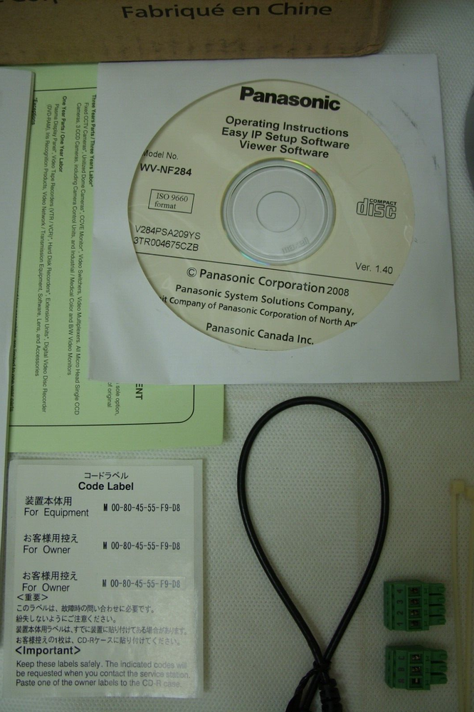Panasonic WV-NF284 Fixed Dome Network Surveillance Camera - New Open Box