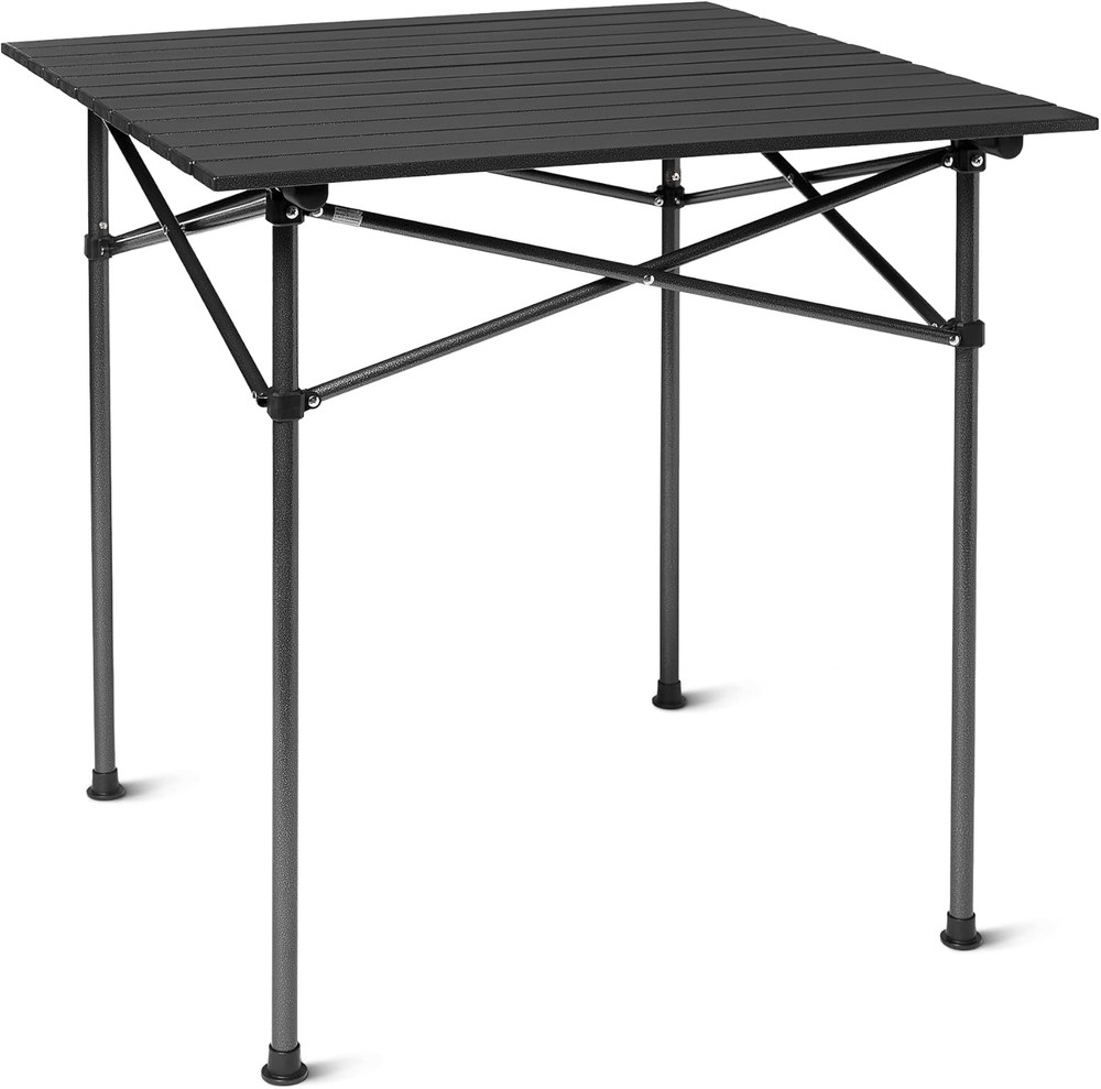 Portable Folding Aluminum Camping Table, Tall, Black