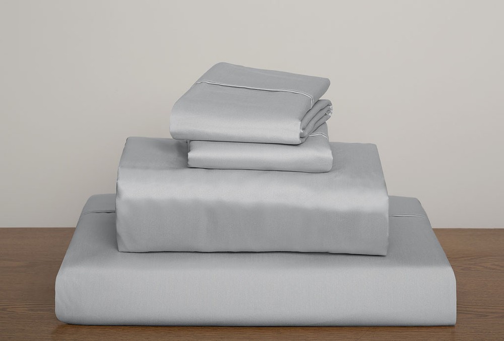 Silver Solid / Plain King Size Sheet Set 1000 Thread Count 100% Egyptian Cotton