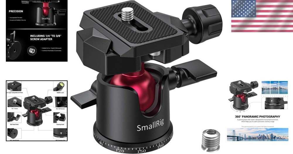 Versatile Mini Ball Head for Cameras & GoPro - Precision Adjustments & Stability