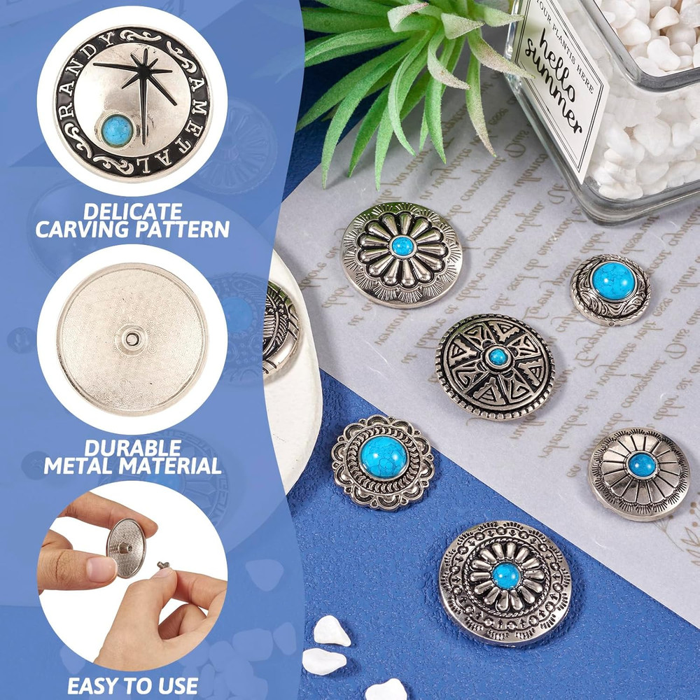 Leather Decorative Conchos Stud Screw Back Buttons Imitation Turqu