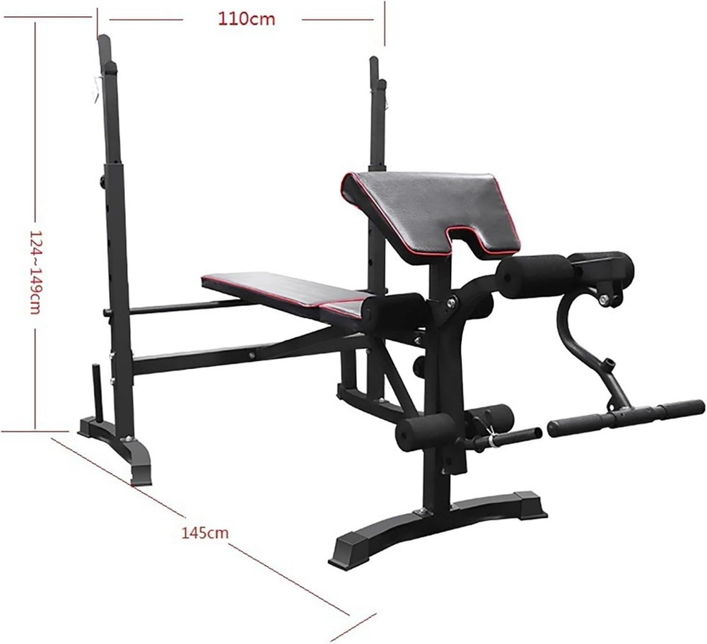 Adjustable Olympic Workout Bench- Squat Rack Leg Extension Preacher Curl