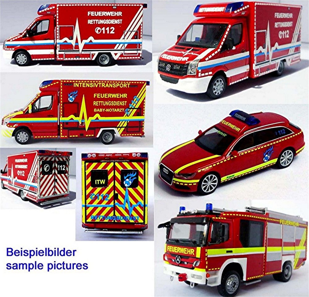 Emergency Services Fire Department White 1:87 Decal