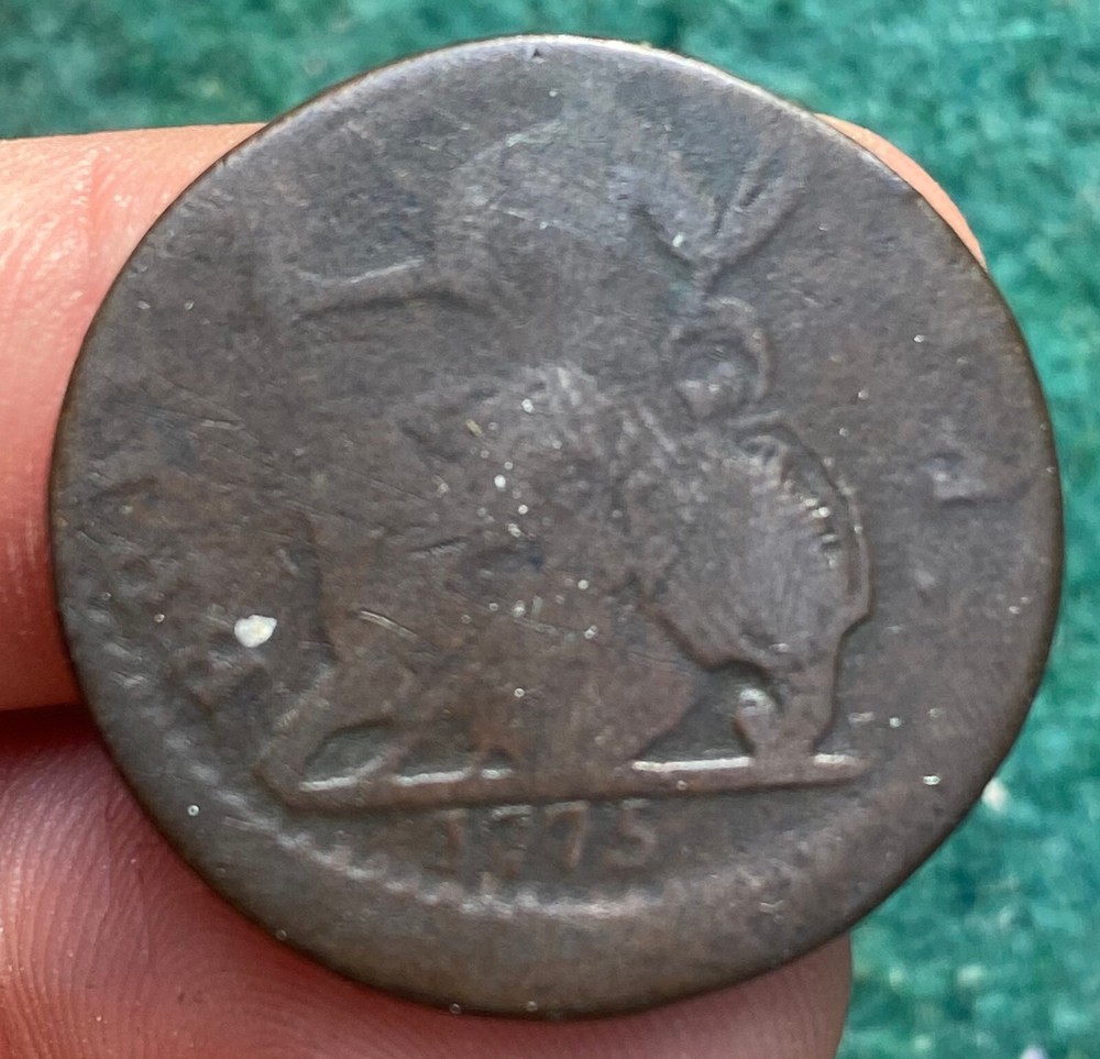 1775 Off Center British Half Penny