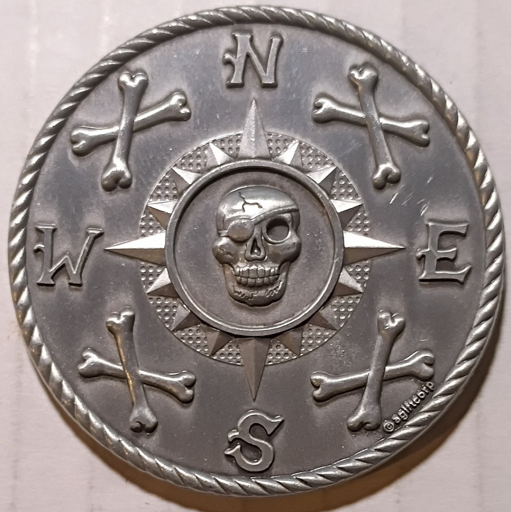 Agiftcorp Skull and Crossbones Compass Coin