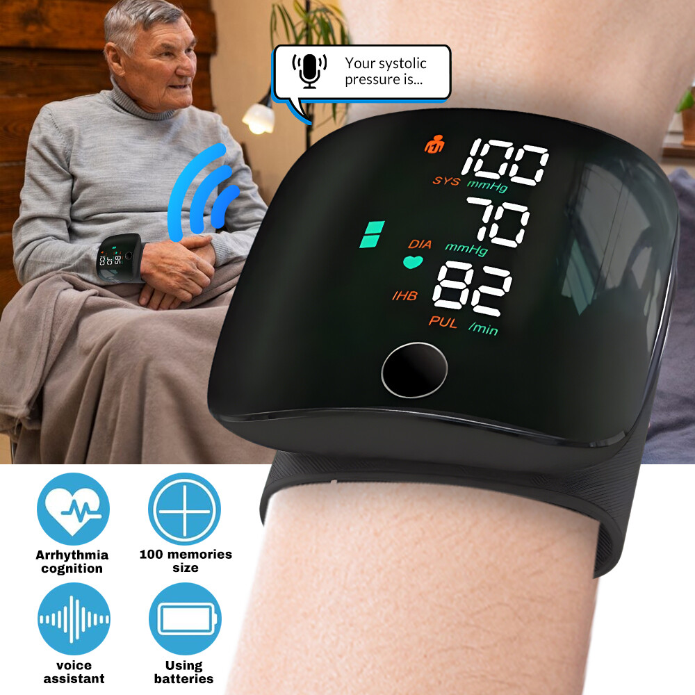 Wrist Blood Pressure Monitor Automatic BP Machine Digital Cuff Heart Rate LCD