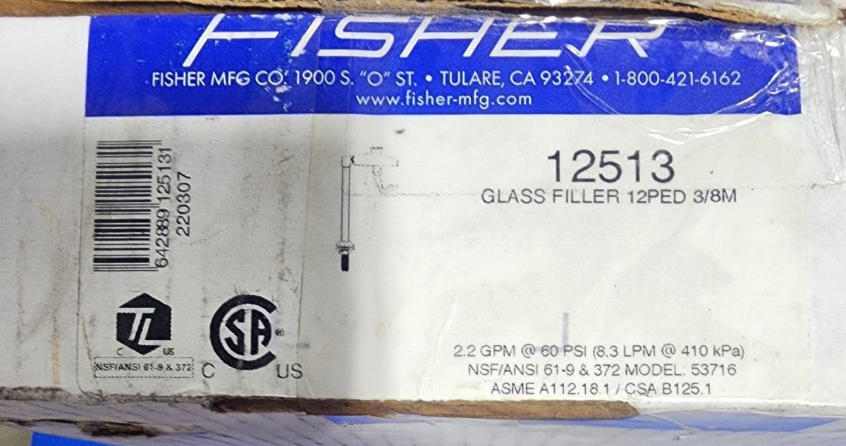 NEW Fisher Glass Filler 12Ped 3/8M 12513