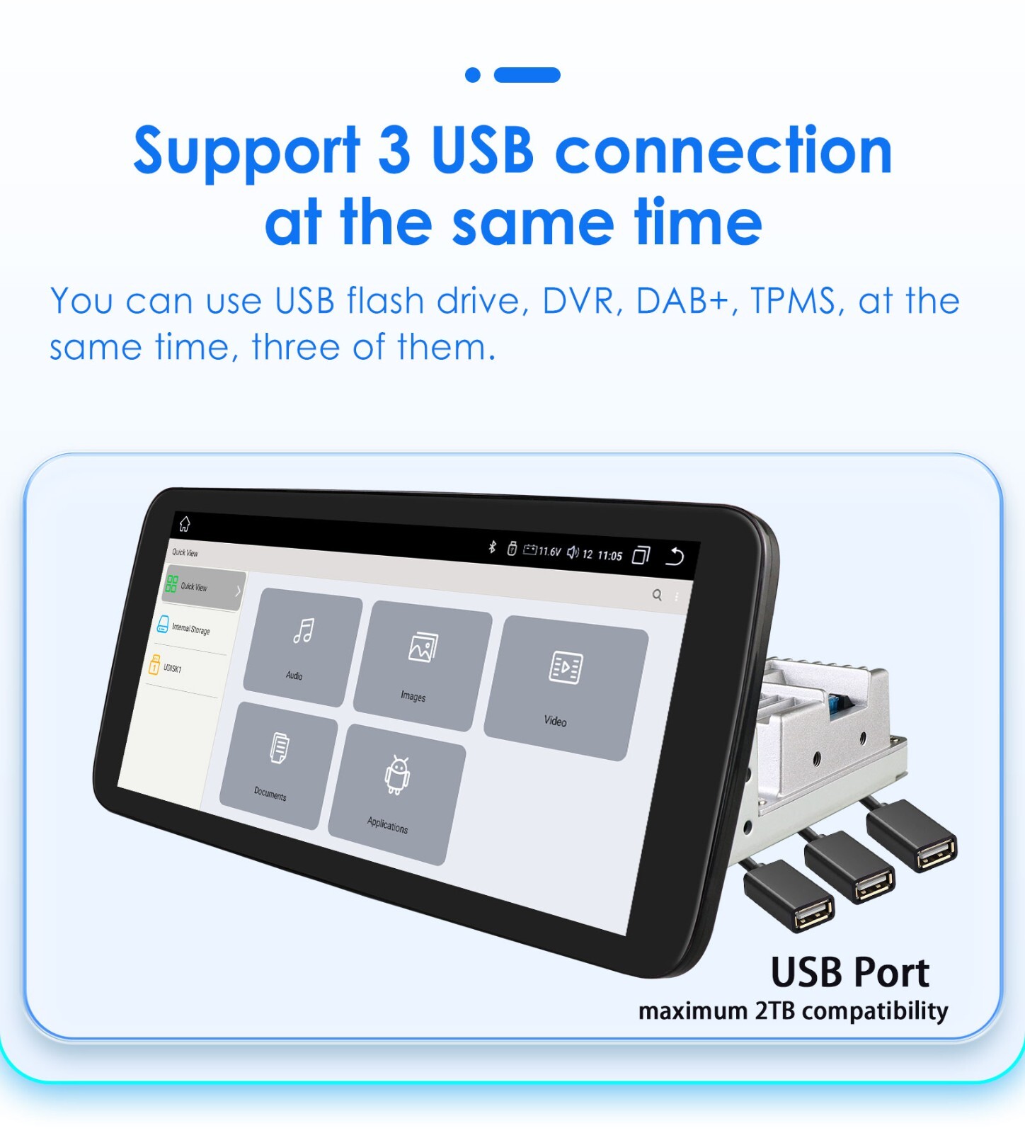 10.33” 6+64GB Android 8Core Single 1 DIN Apple Carplay Car Stereo Radio GPS DSP