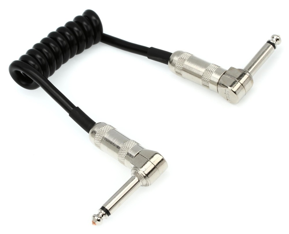 Lava Cable Mini Coil Instrument Cable 6" Angled-Angled - Black