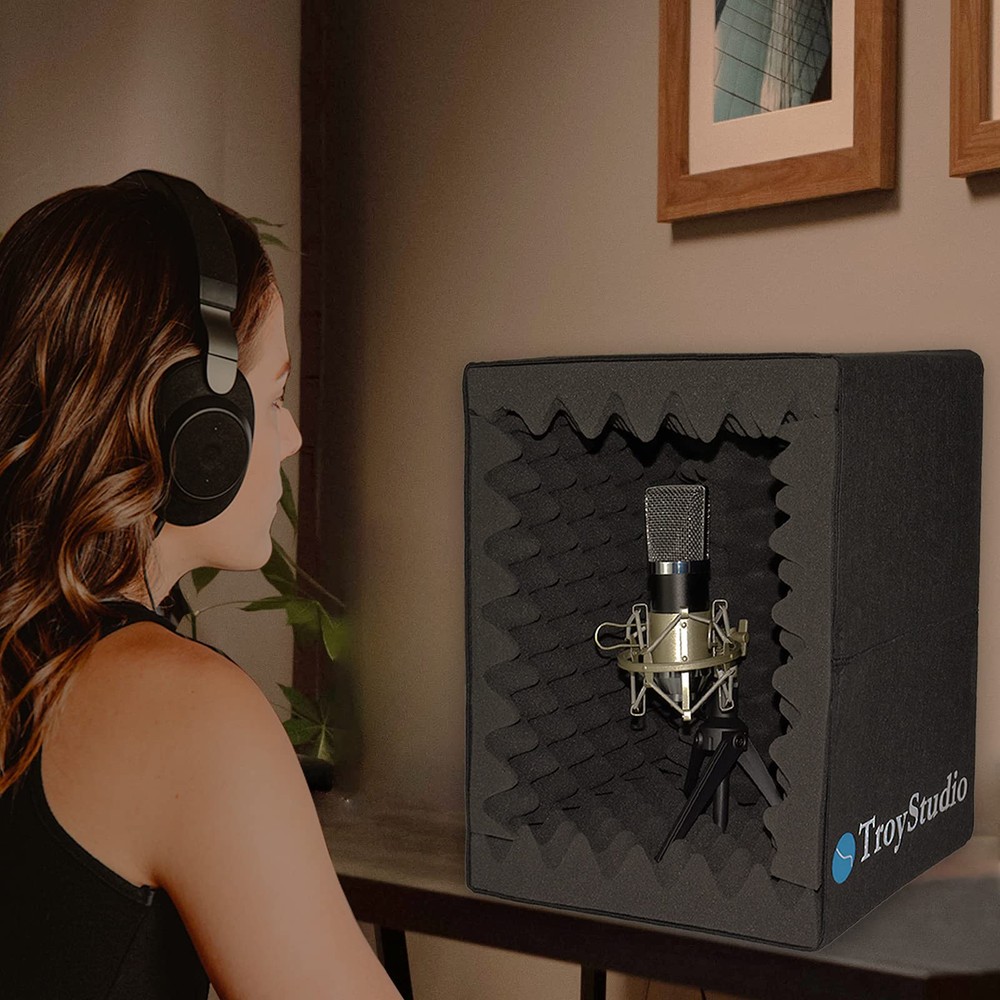TroyStudio Portable Vocal Booth, Large Foldable Microphone Isolation Shield, ...