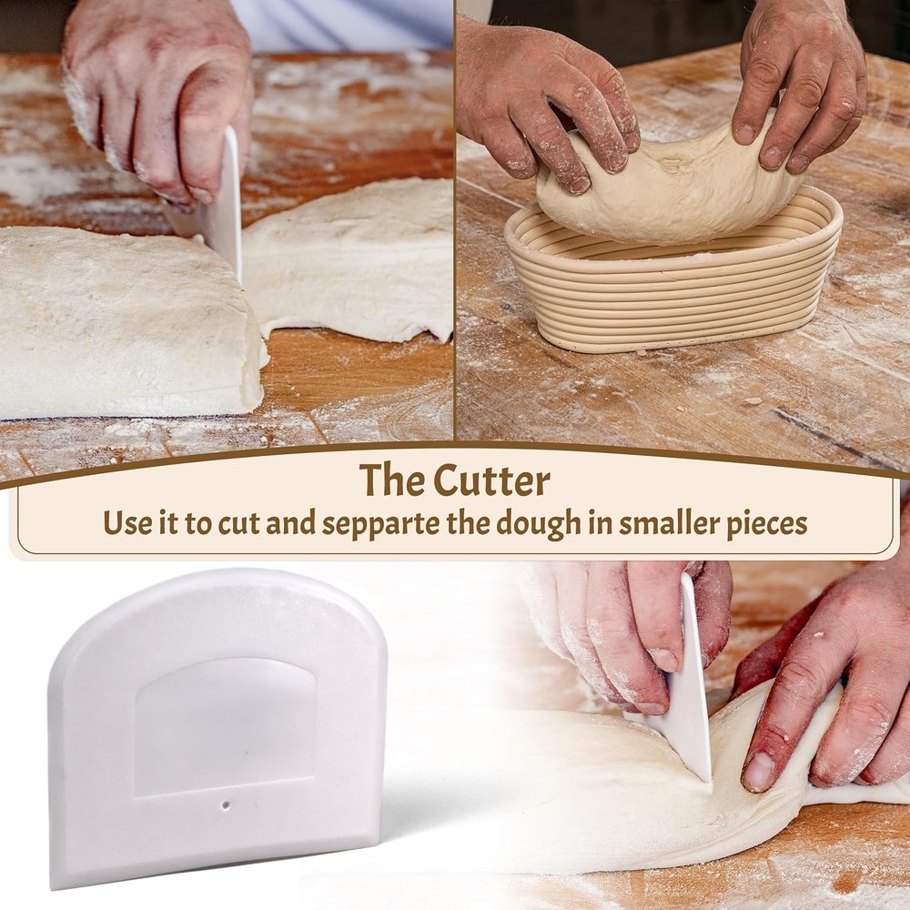 Yeast Bread Baking Supplies Starter Kit, Oval Leavening Basket