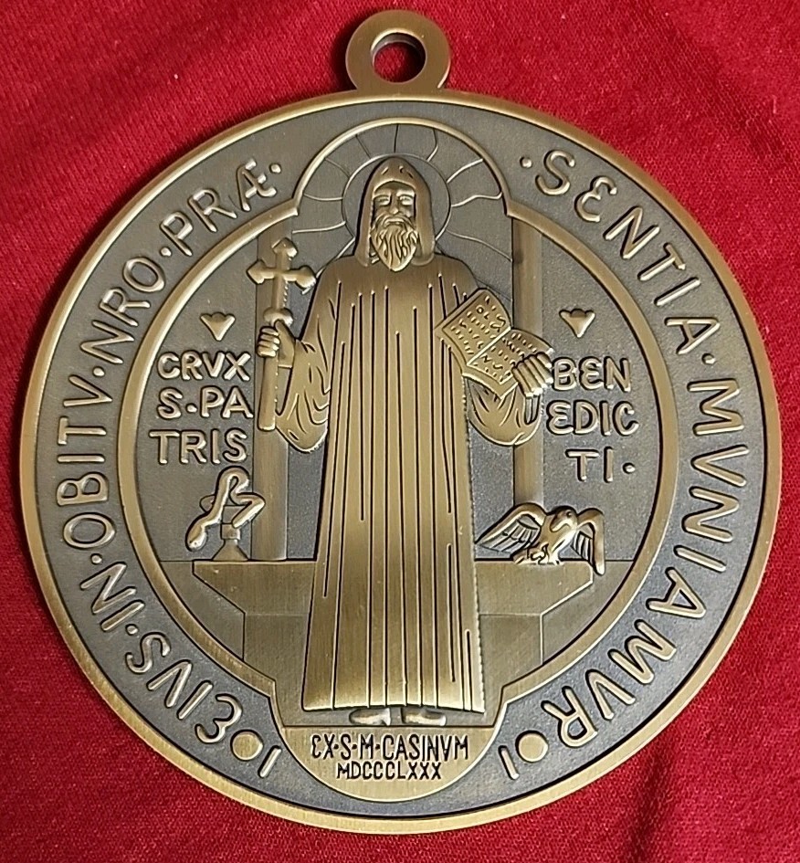2 St Benedict Medal Brass And Color Each 4 Inches