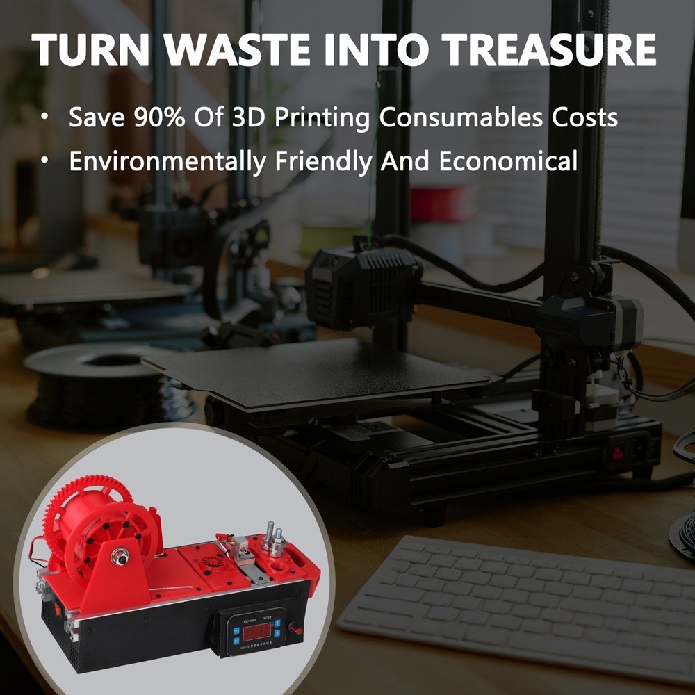 Plastic Recycling Machine 3DPrinter Filament Maker Desktop Extruder Eco-Friendly
