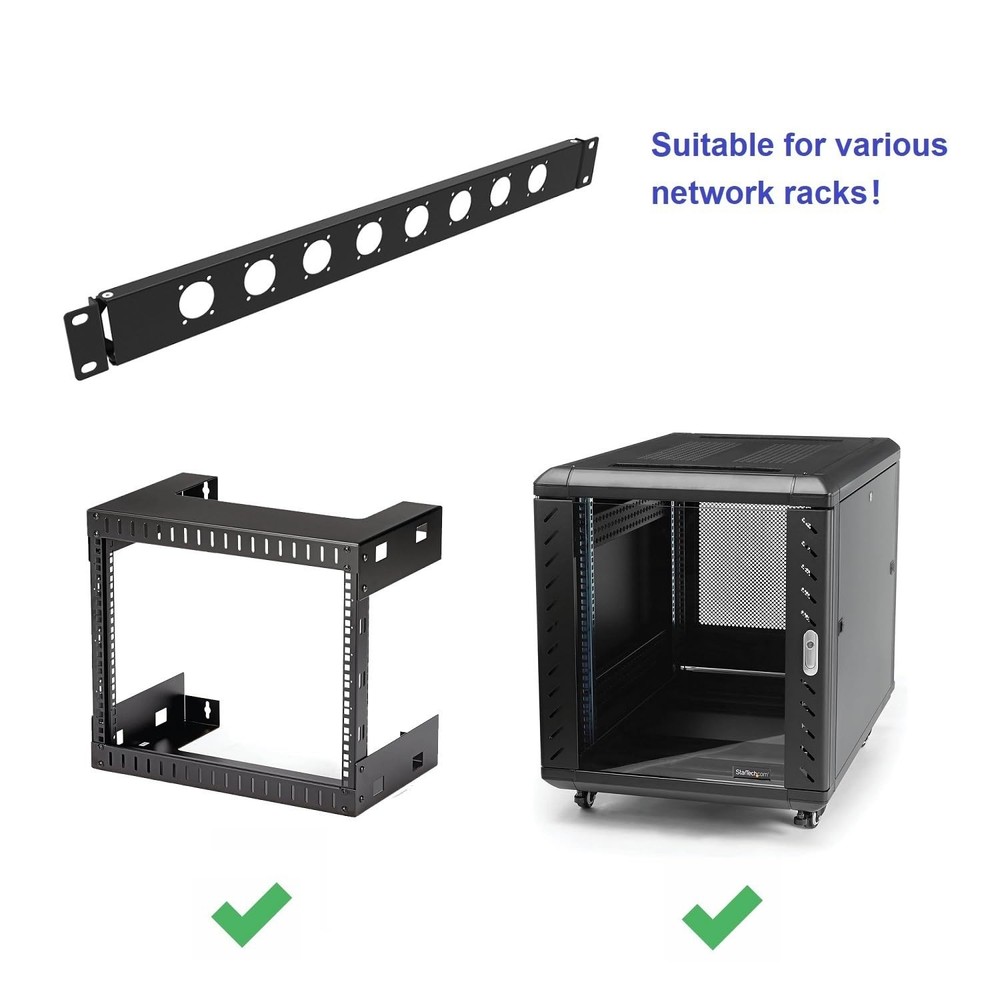 1U Hinged Rack Panel 8D XLR HDMI Audio Rack Mount Panel for 19 inches Rack Mo...