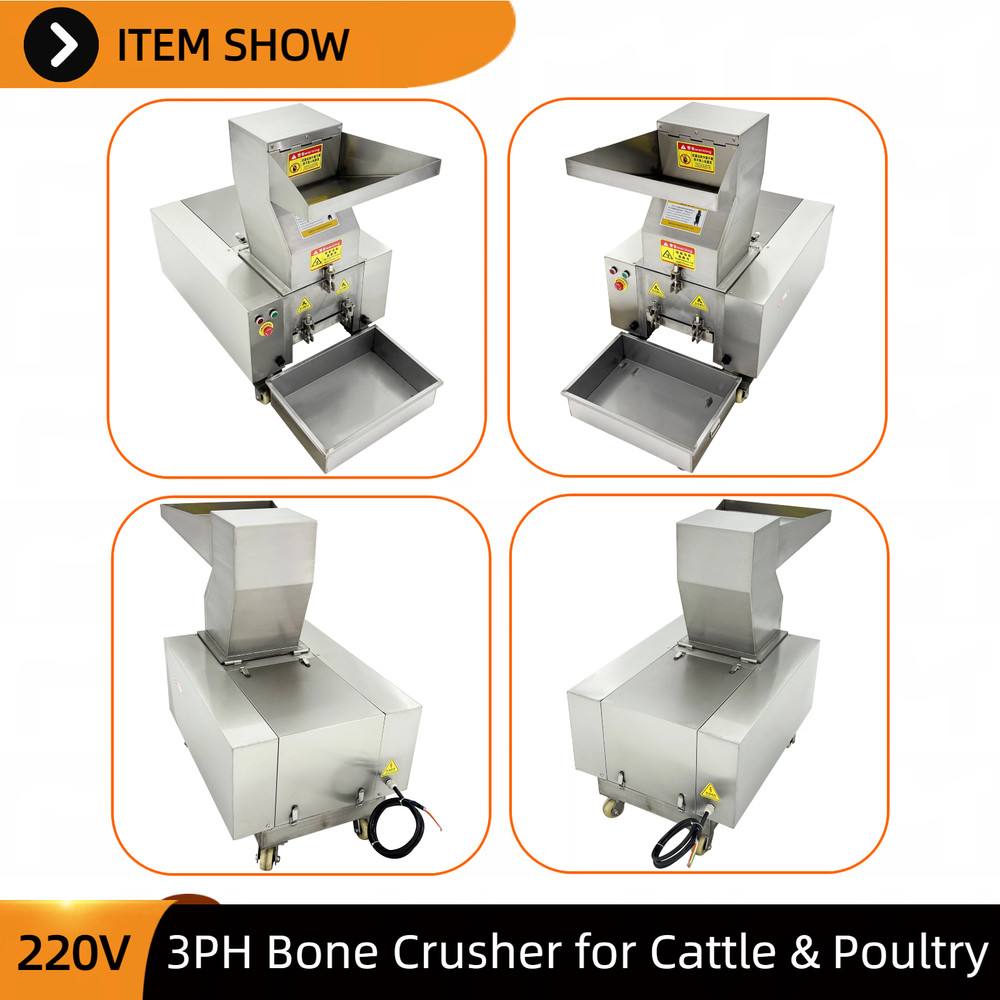 Commercial Bone Grinding Crushing Machine 220V 3PH for Dry Bone Processing
