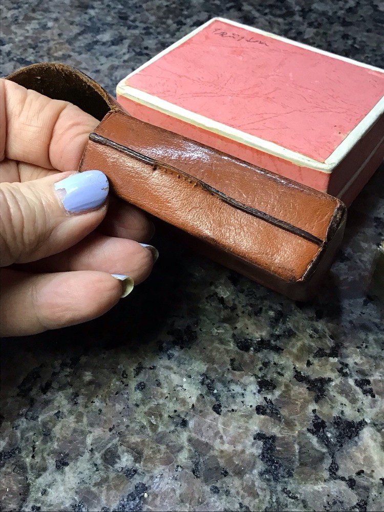 VINTAGE WW2 MILITARY 1940’s Brown Leather Cigarette Holder Hand Stitched Case