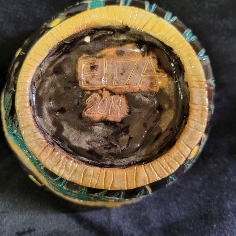 Studio Art Pottery Bowl Hand Painted Centipede Signed
