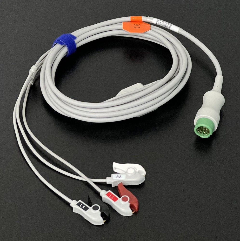 Mindray MPM Module ECG Cable 3 Leads Grabbers Compatible - Same Day Shipping