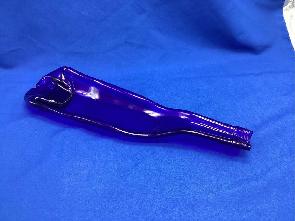 Melted Slumped Wine Bottle - Blue