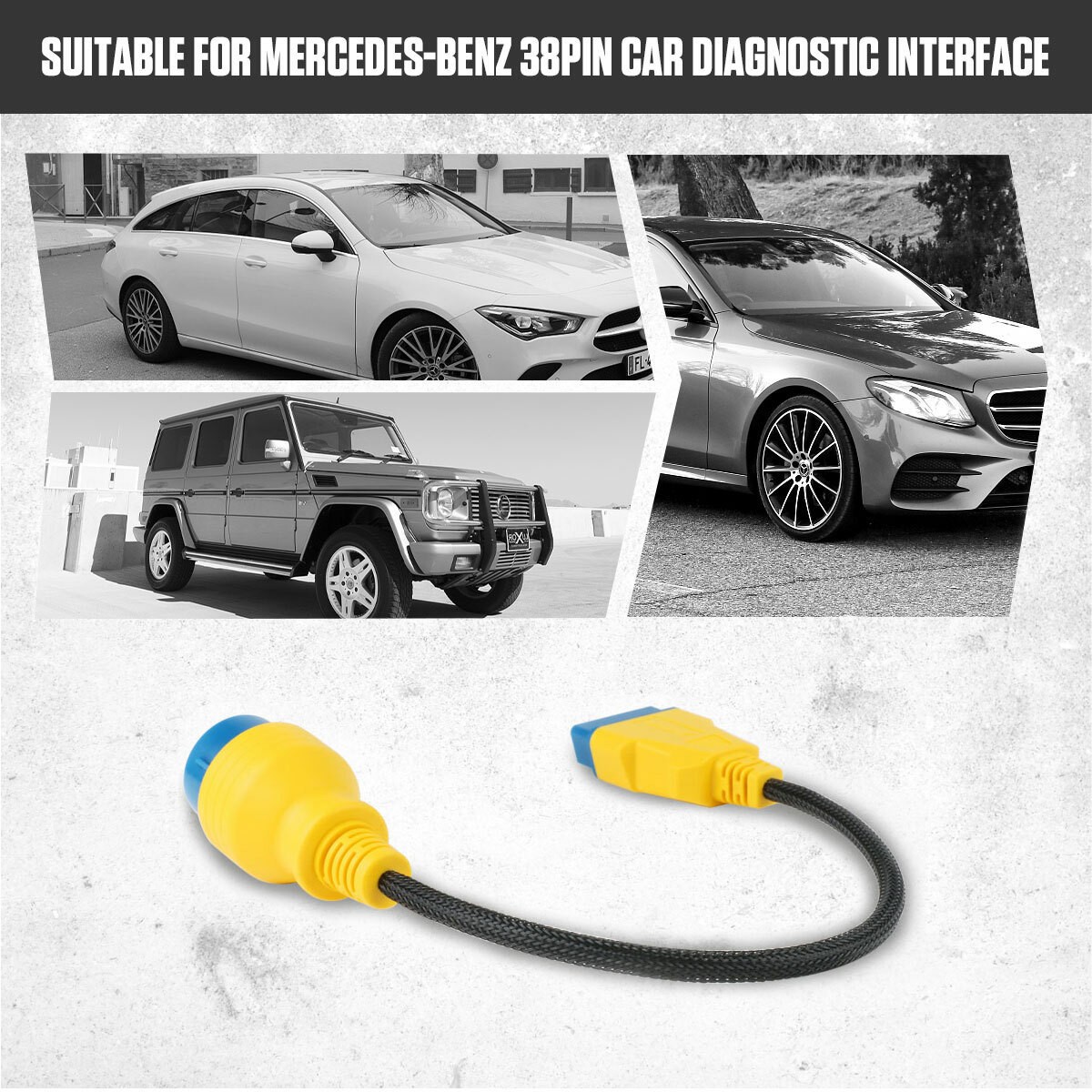 OBD2 38 to 16 Pin Adaptor Diagnostic Lead Scanner Cable Fit For Mercedes Benz