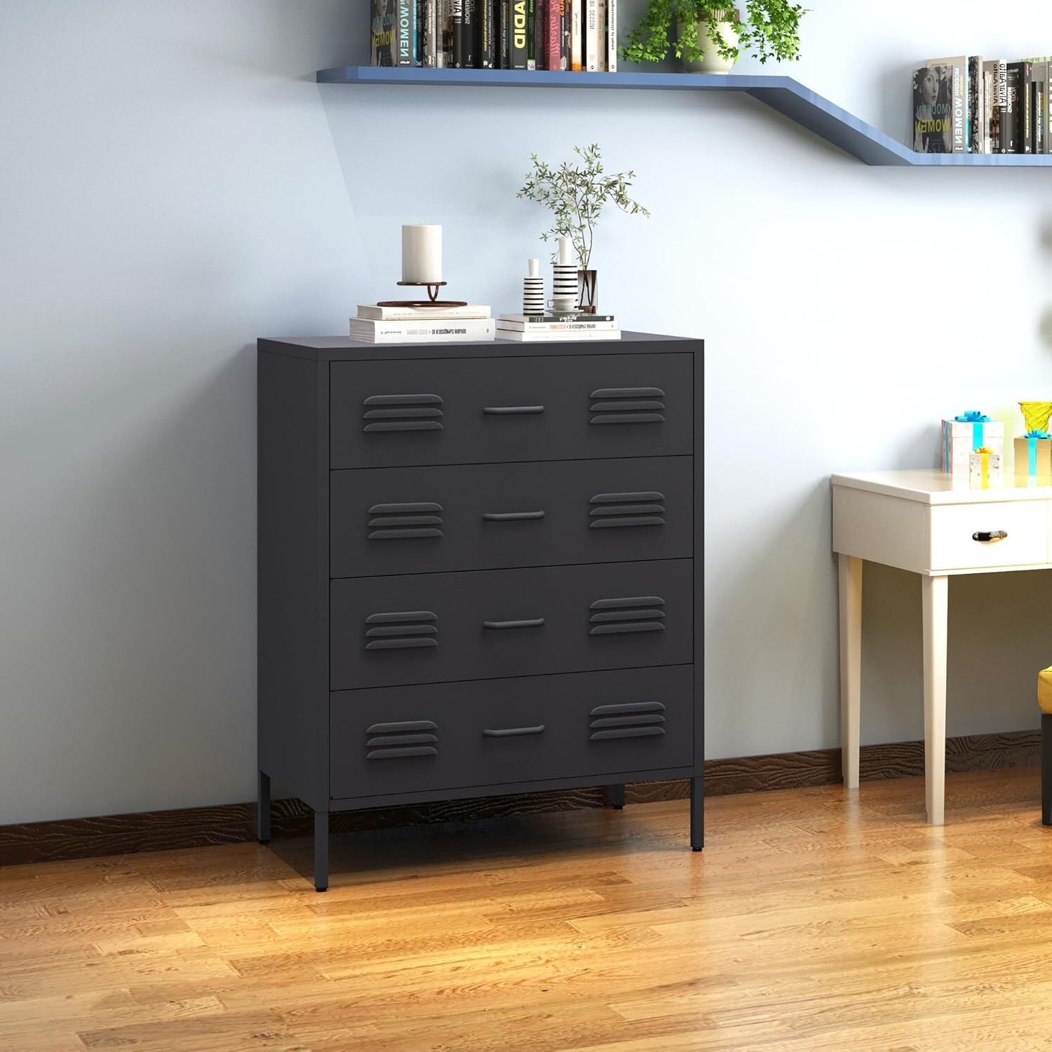 Elegro Metal 4 Drawers Dresser, Chest of Drawers for Bedroom, Storage Cabinet