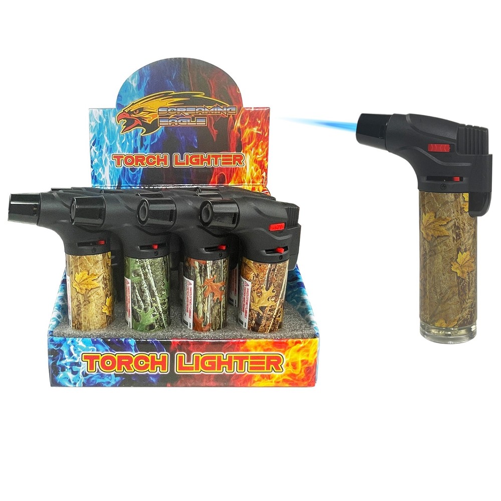 4 Pack Jumbo 4" Single Jet Flame Torch Gun Lighter Refillable Lockable maple