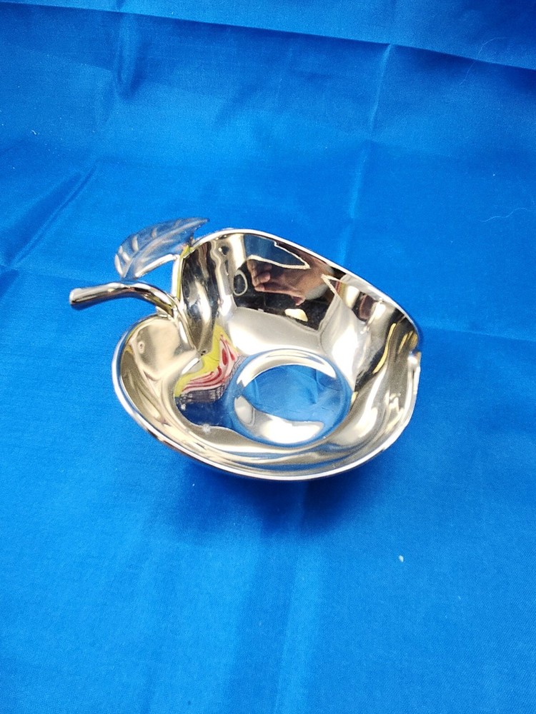 Silver Plate Apple Trinket Dish Candy Nut Bowl Apple Shaped Silver plated Dish