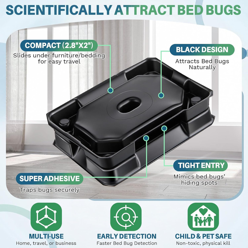 6 Set Bed Bug Detector & Trap, Bedbug Traps with Strong Glue, Bedbug Intercep...