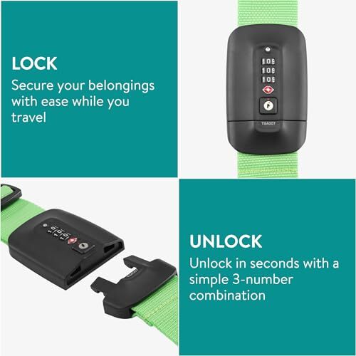 TSA Luggage Strap - Secure Adjustable Strap for Suitcases with Light Green