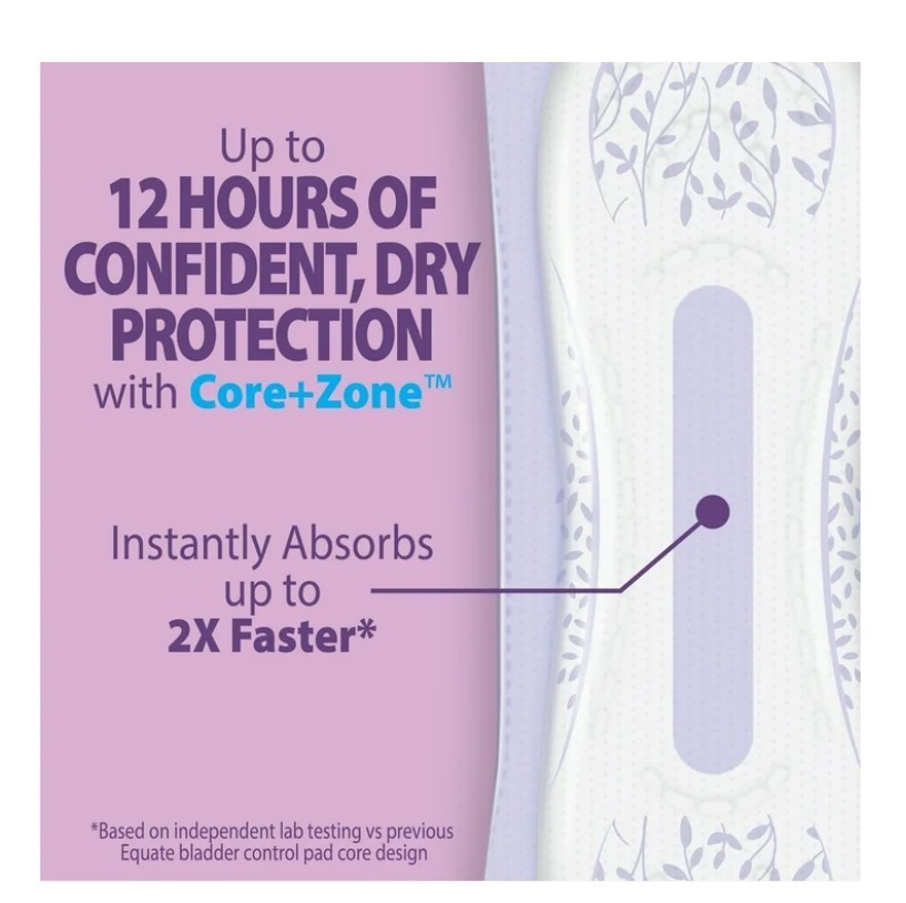 Equate Maximum Absorbency Bladder Control Pads Long Length Incontinence 45 Count