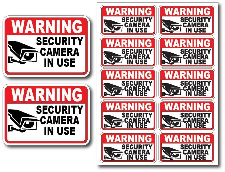 12x SECURITY CAM IN USE Surveillance Burglar Alarm Decal Warning Stickers Safety
