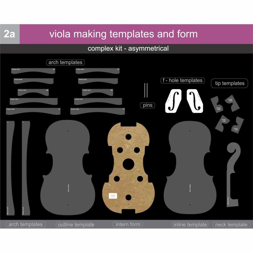 2a)  Plexiglass | Viola Making Complex Template Set | CNC Precision Cut |Luthier
