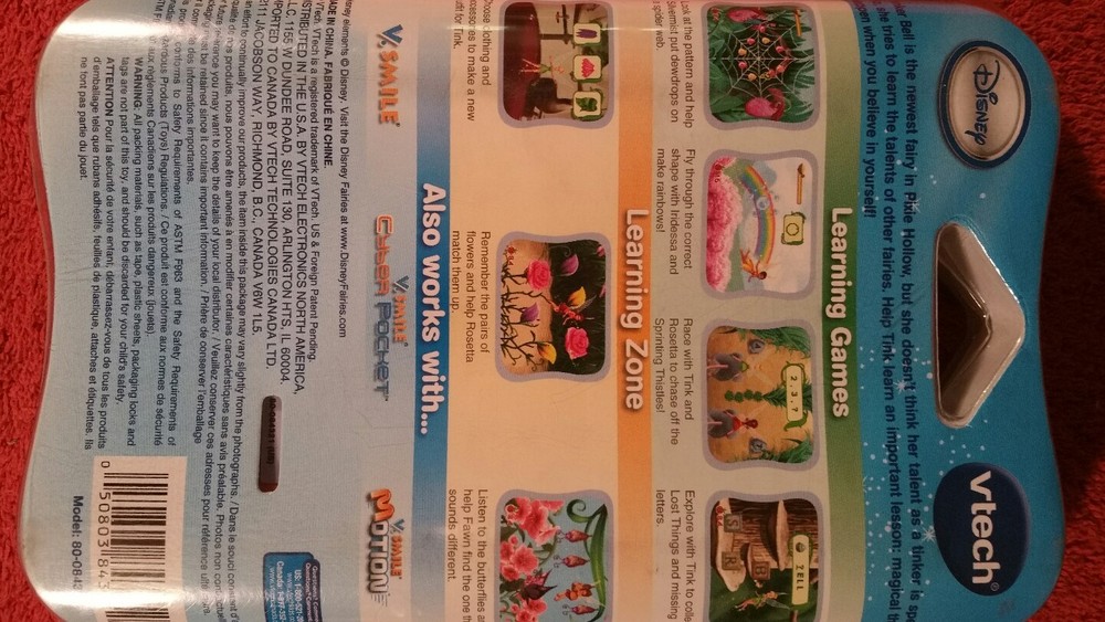 VTECH V.SMILE POCKET LEARNING SYSTEM GAME DISNEY FAIRIES TINKER BELL NEW