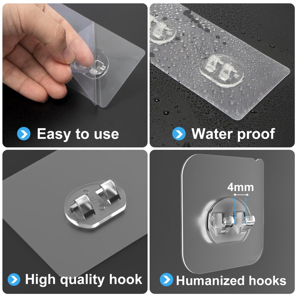 14 Pack Shower Caddy Adhesive Replacement Hooks No Drilling for Bathroom Kitchen