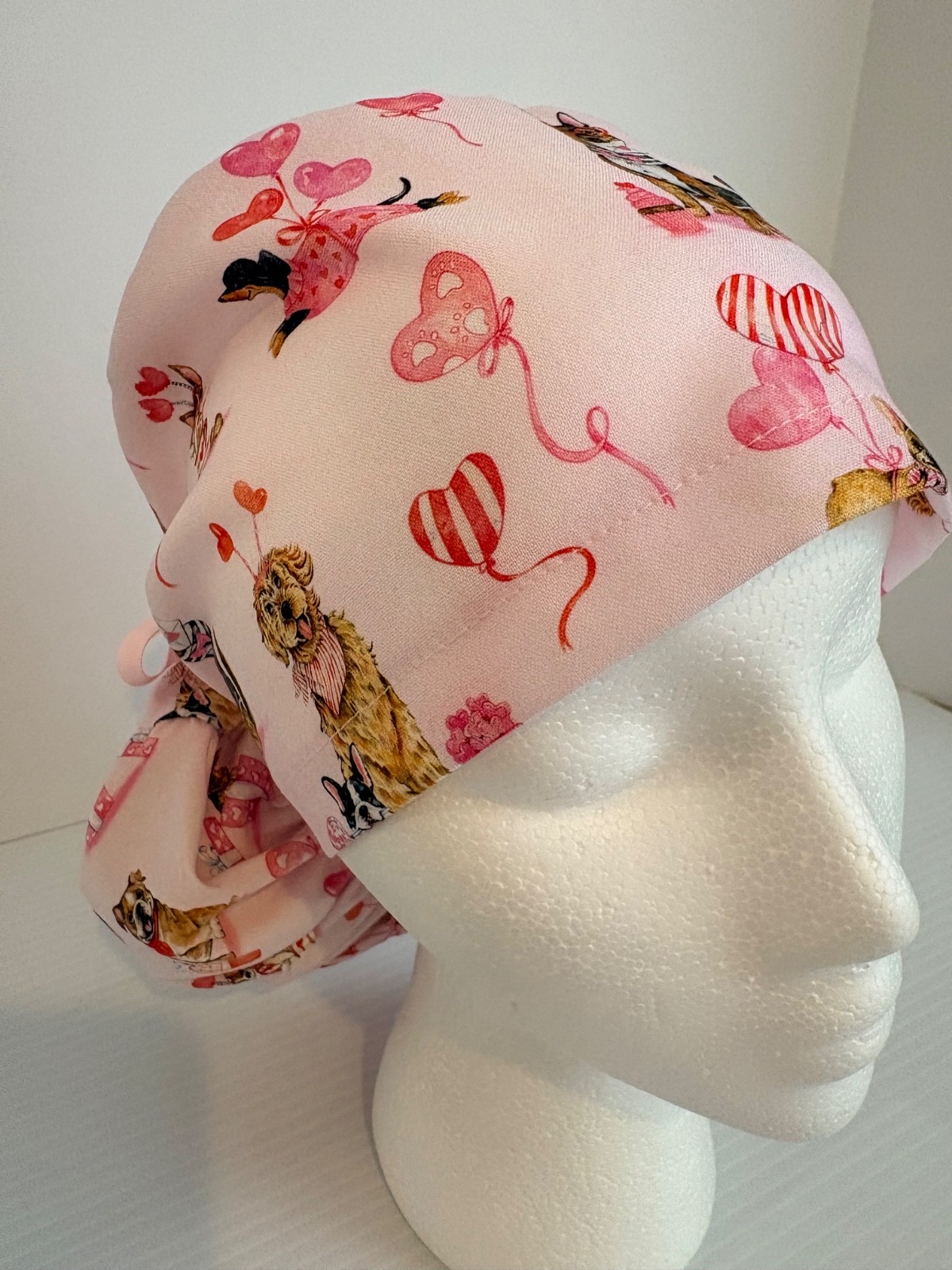 Valentine’s Day Medical Ponytail Pouch Surgery Scrub Cap Chef Hat