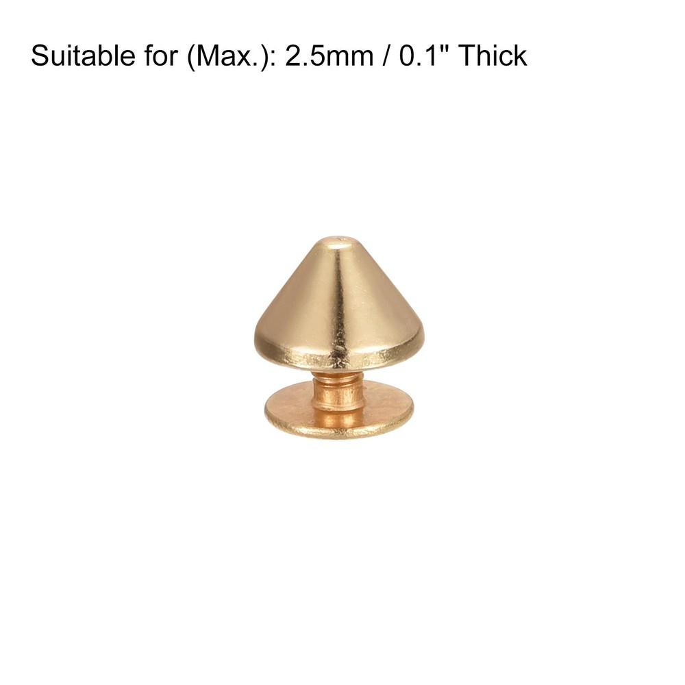 9x6mm Screw Back Rivets, 20 Sets Solid Leather Studs for DIY Gold Tone