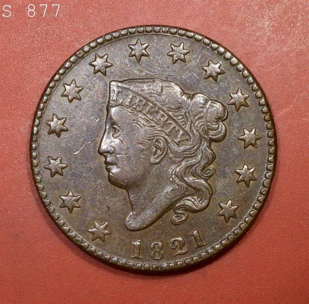 1821Key Date  Coronet Head Large Cent "XF"