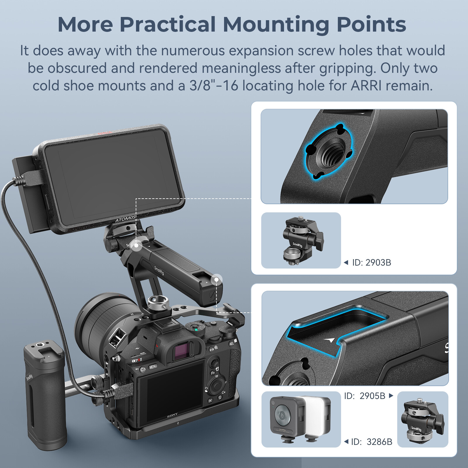 SmallRig Lightweight Top Handle with 3/8"-16 Locating Pins for ARRI 4757