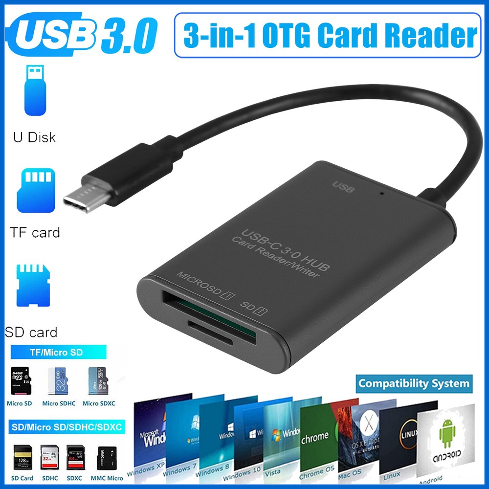 USB C to SD Card Reader Writer OTG Adapter USB 3.0 Micro SD Memory Card Reader