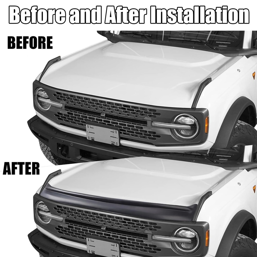 Hood Deflector Protector Compatible with Ford Bronco 2/4 Matte Black