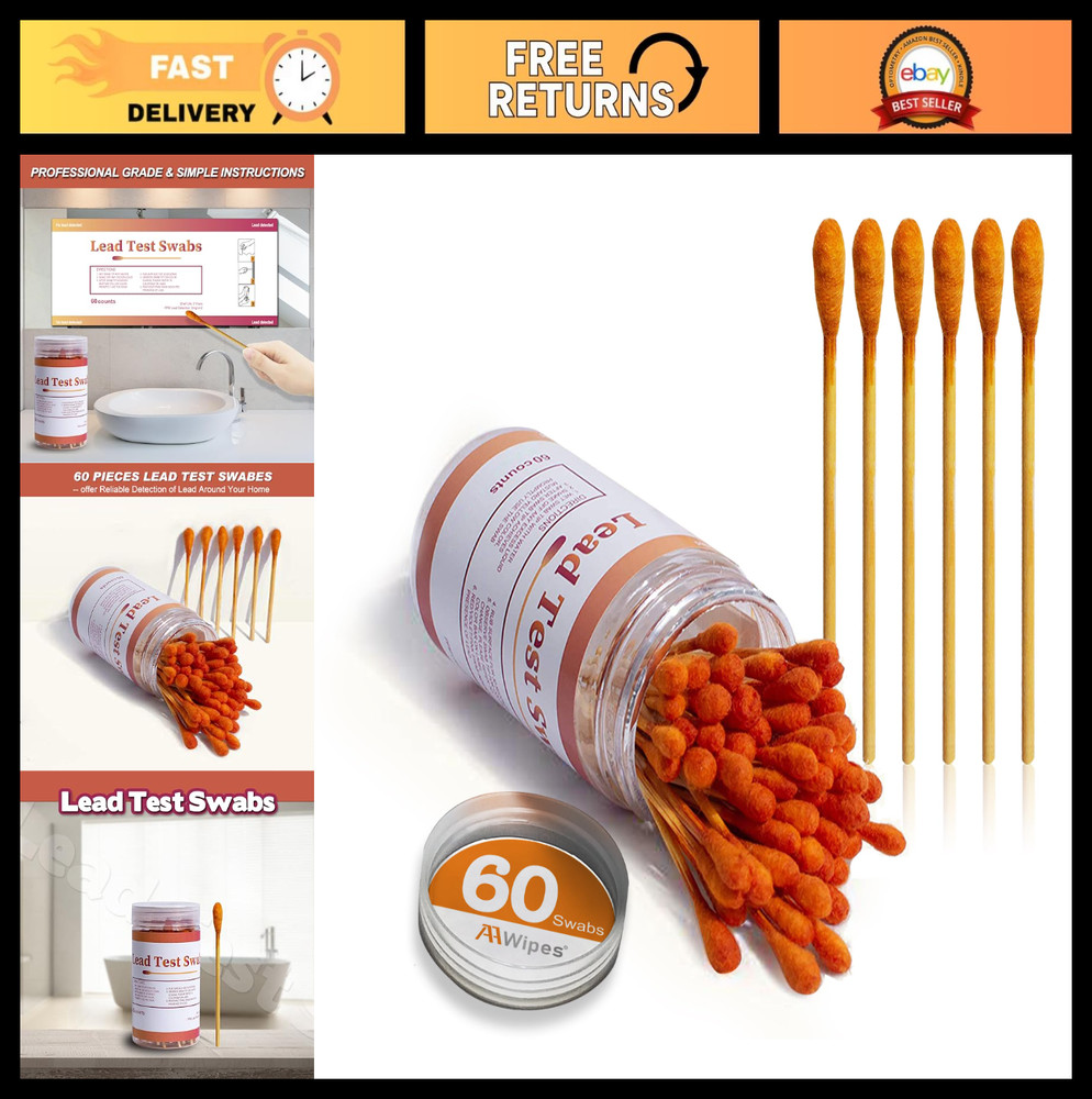 Lead Test Swab Kit - 60 Rapid Home Testing Swabs, 30-Second Results, All Surface