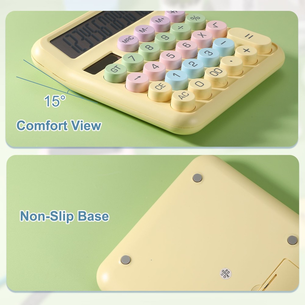 Cute Calculator Desk Calculator Basic Big Button, Colorful Yellow