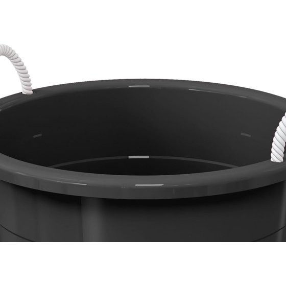 Black 17-Gallon Storage Tub - Flexible Plastic, Rope Handles, Utility Bucket