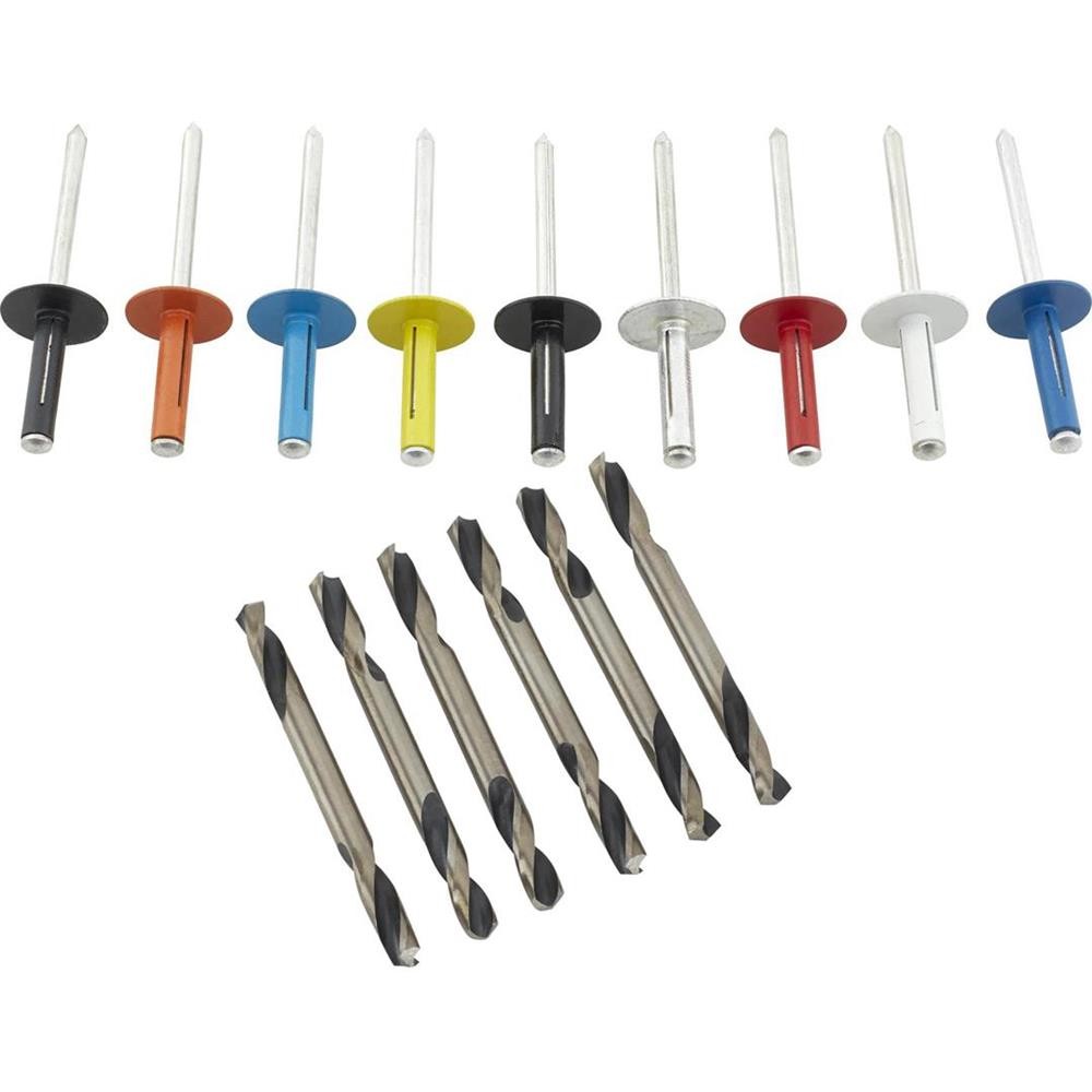 Exploding Rivets w/ Double End Drill Bits 3/16 Black Large Head