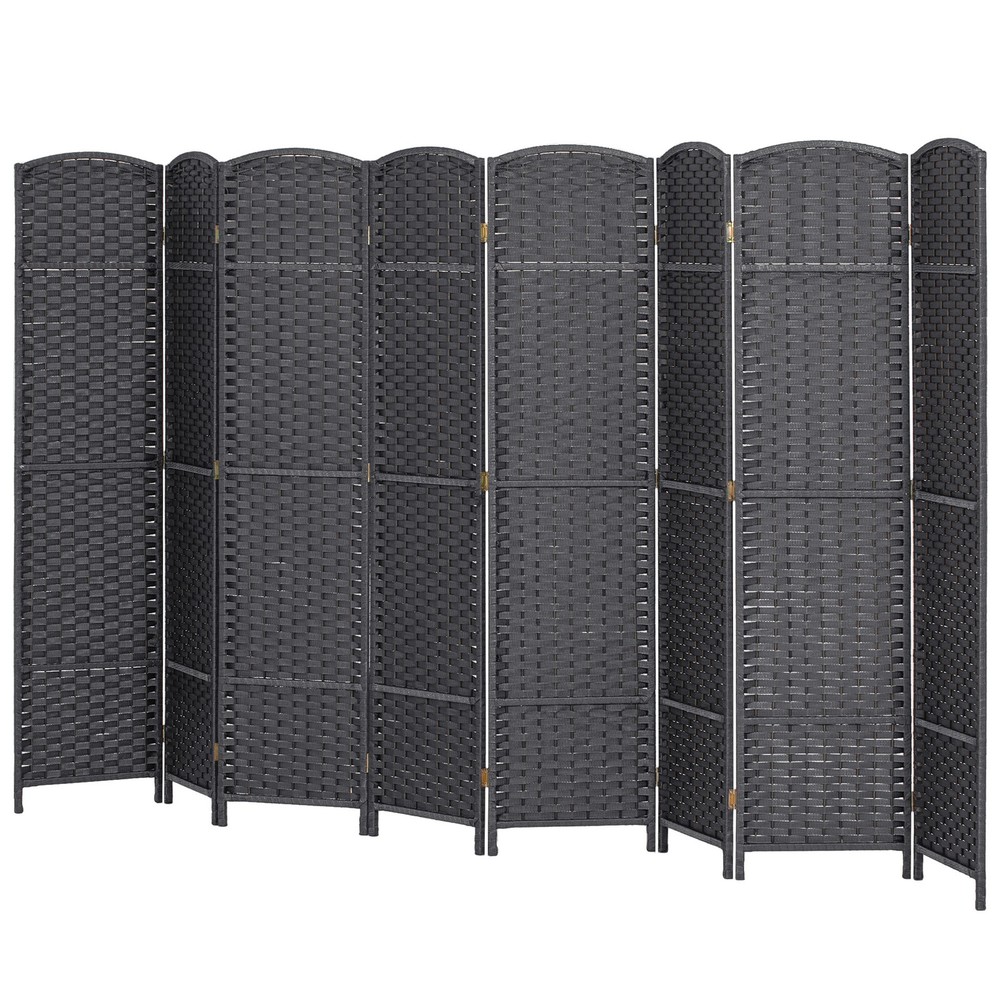 8 Panel Room Divider Freestanding Folding Privacy Screen, Gray