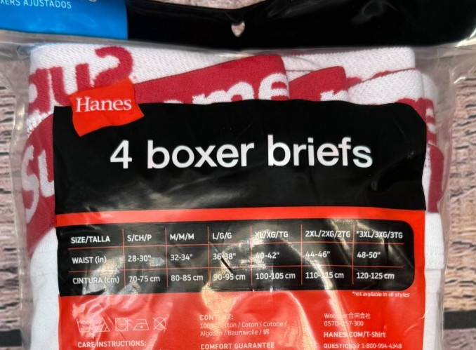 NEW Supreme x Hanes Boxer Briefs (4 pack) - White - Size S-XL - Free Shipping