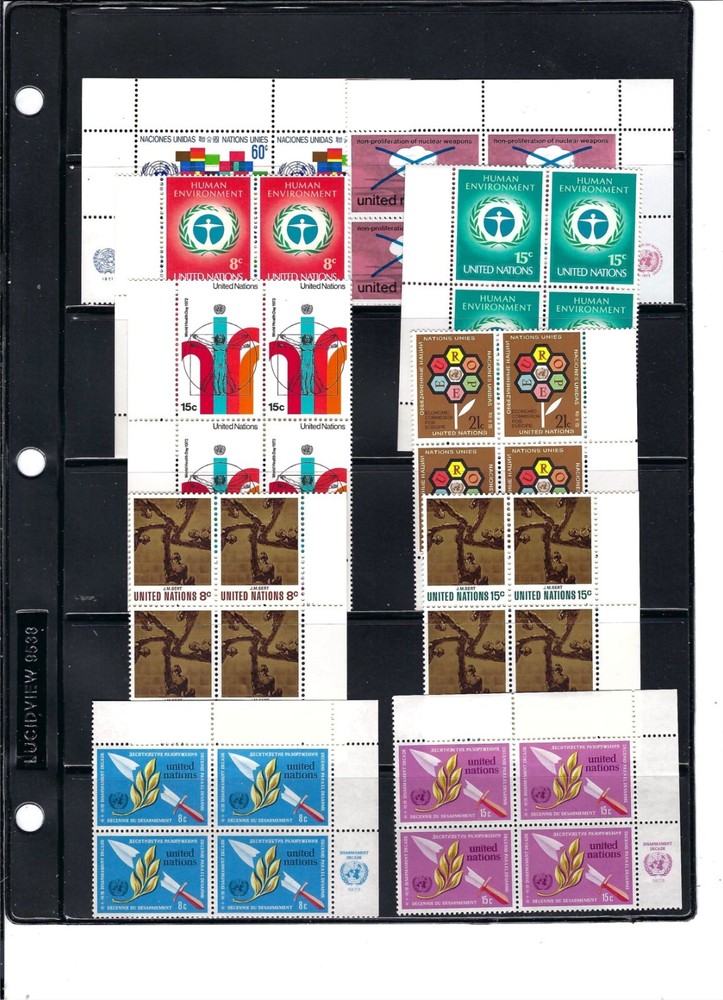 1970's Assorted Inscription Blocks of 4 - Mint LIGHT Hinged Condition (2124)